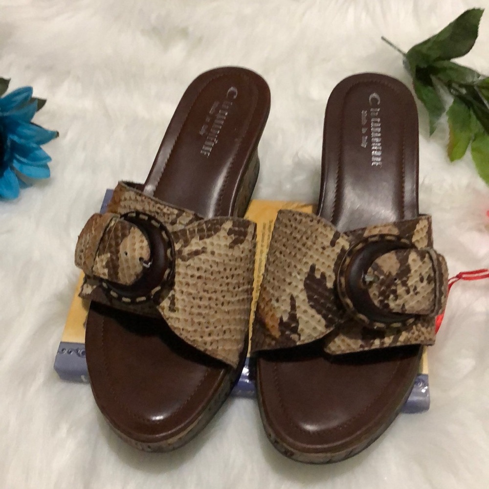 C La canadienne brown & beige leather sandals